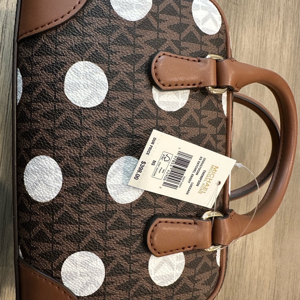 Michael Kors Brown and White Polka Dot Satchel - Picture 2 of 3